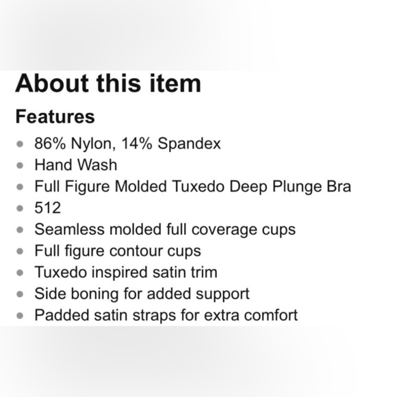 CARNIVAL‎ 512 Black Molded Tuxedo Low Plunge Full Figure Underwire Bra Sz 46DD - Picture 6 of 13